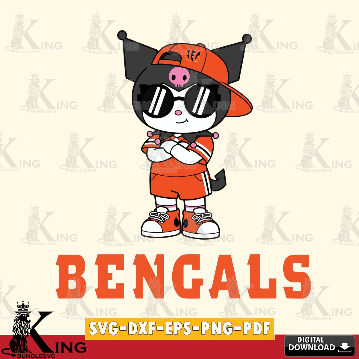 Cincinnati Bengals Kuromi Football Jersey SVG file, Cricut, Cut file  , Digital Download , Instant Download, Sanrio svg, Clipart