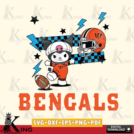 Cincinnati Bengals Kuromi Game Day SVG file, Cricut, Cut file  , Digital Download , Instant Download, Sanrio svg, Clipart