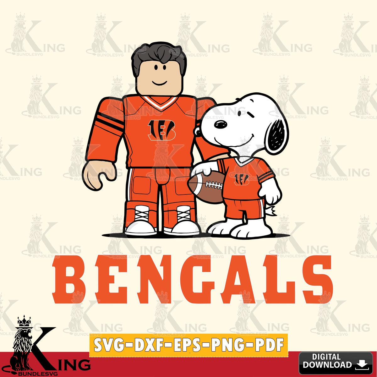 Cincinnati Bengals Roblox & Snoopy Football SVG file , Cricut, NFL  File cut , Digital Download , PDF File