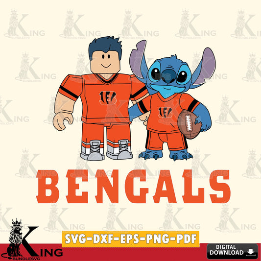 Cincinnati Bengals Roblox & Stitch Football SVG file , Cricut, NFL  File cut , Digital Download , PDF File