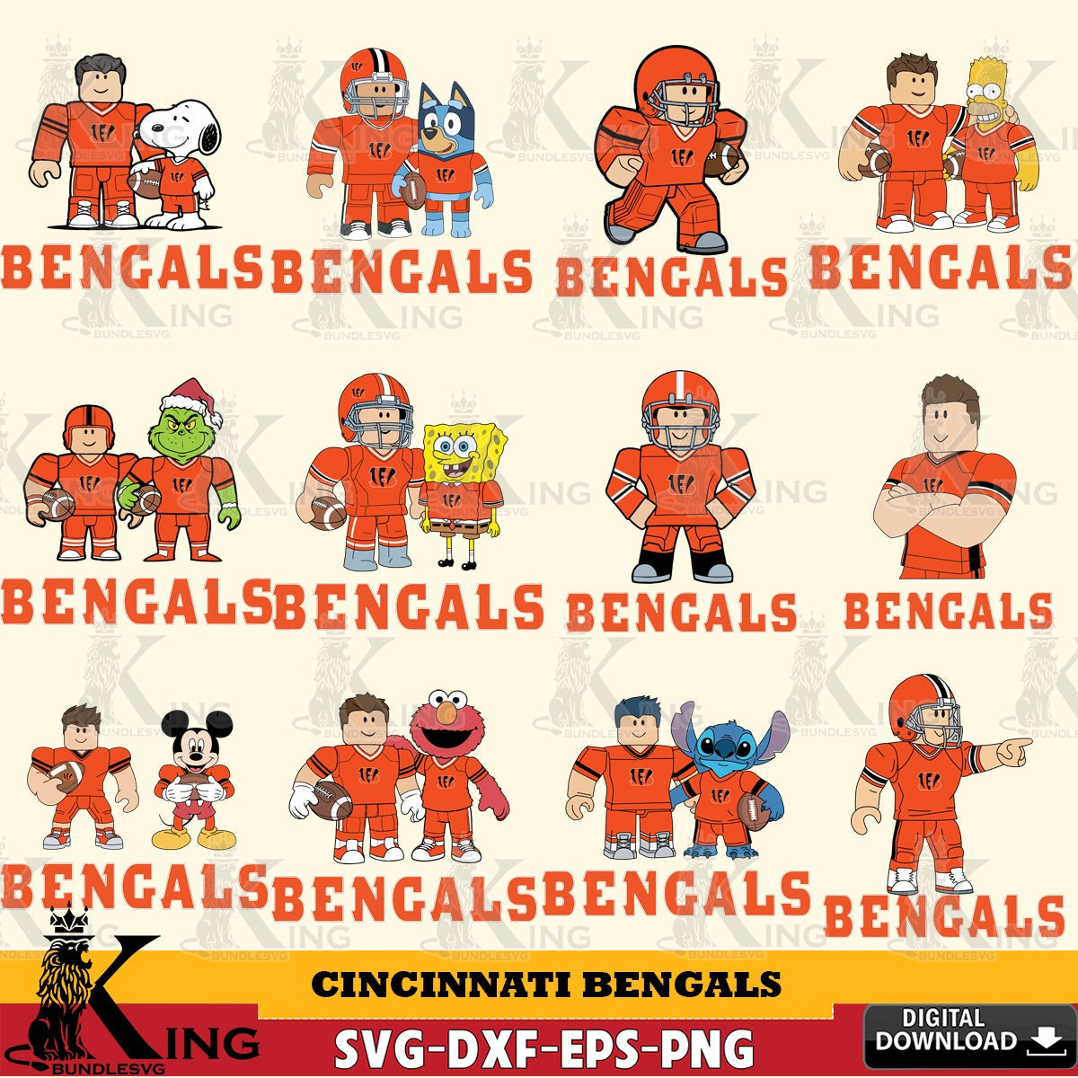 Cincinnati Bengals Roblox With Friends football NFL Bundle SVG file , Cricut, NFL  File cut , Digital Download , PDF File