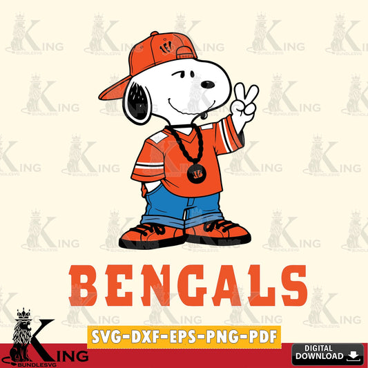 Cincinnati Bengals Snoopy Say hi Cricut file , Cut file  , Digital Download , PDF File , Instant Download