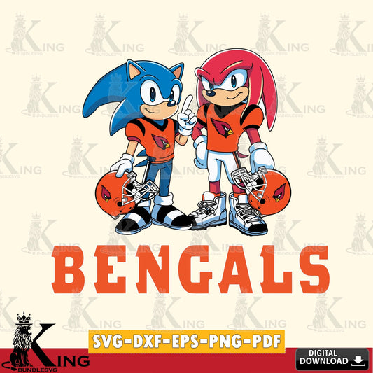 Cincinnati Bengals Sonic And Knuckles Football SVG file, Vector , Digital Download , PDF File , Instant Download