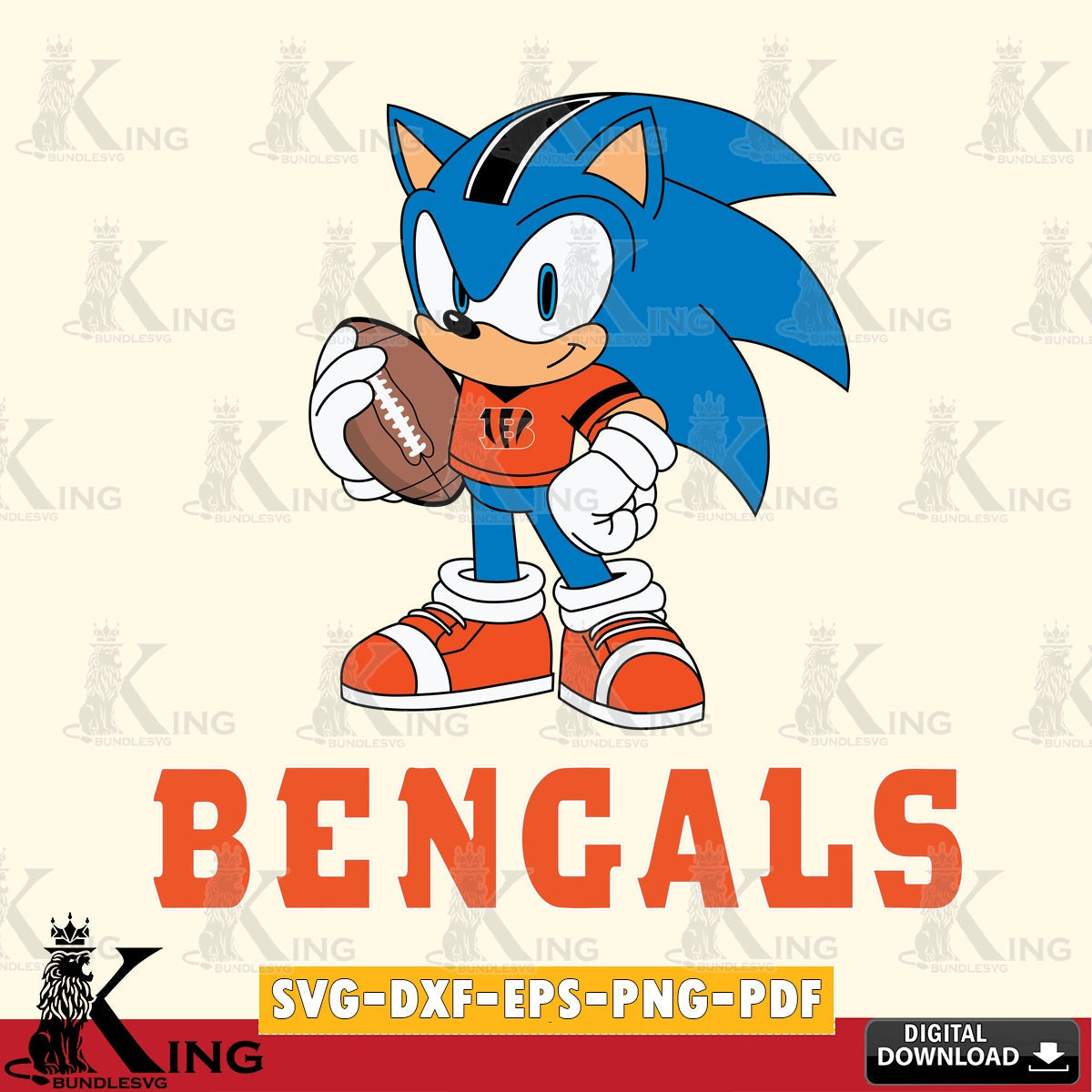 Printable art of Cincinnati Bengals Sonic Game Day Ready, vector, digital, SVG PNG files perfect for Cricut and Silhouette cutting