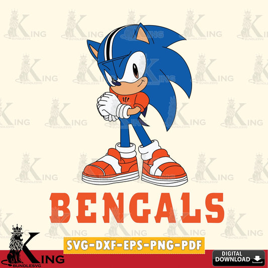 Eye-catching graphic of a cute Cincinnati Bengals Sonic Football vector illustration for POD merchandise and apparel