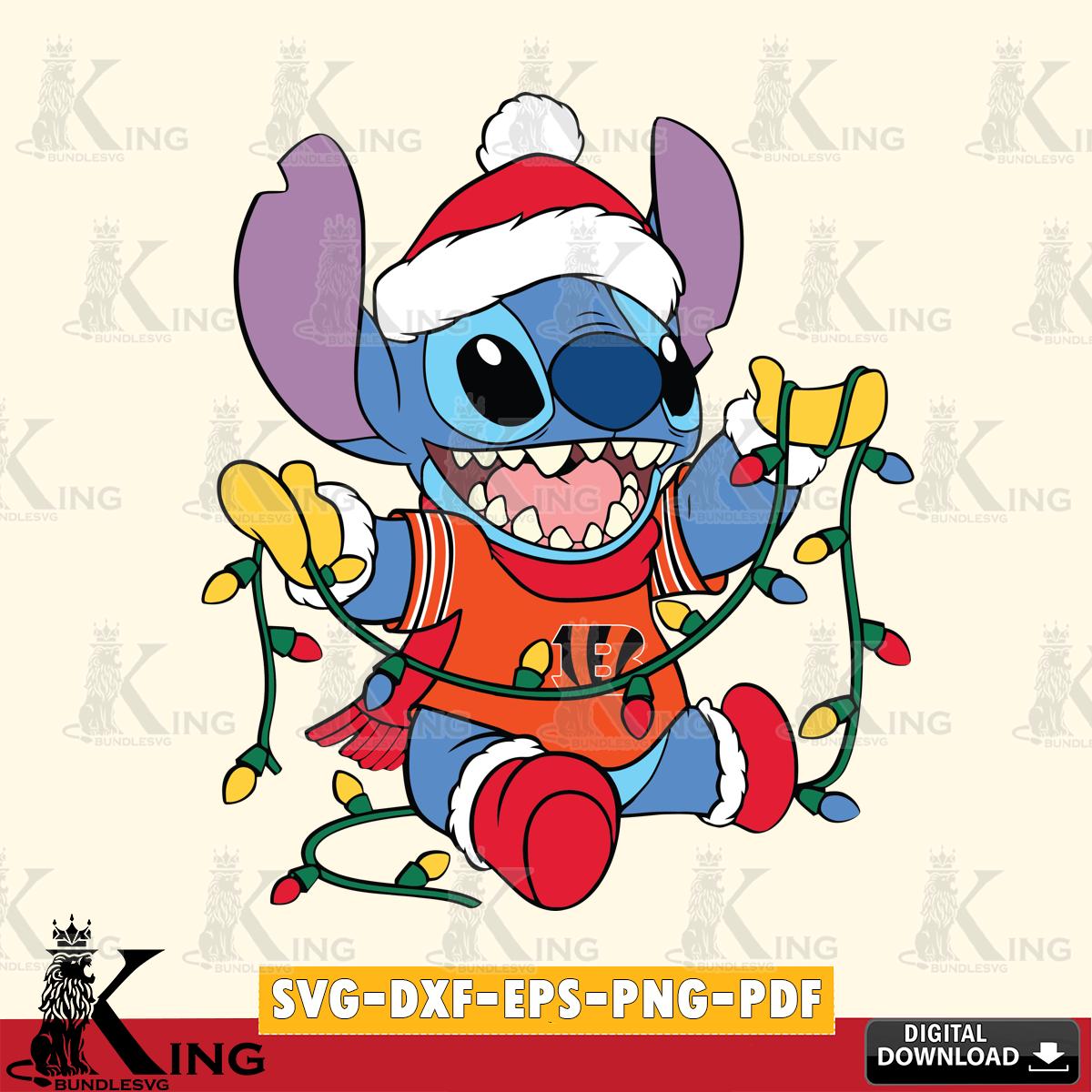 Cincinnati Bengals Stitch Christmas Lights SVG, NFL for Cricut, Silhouette, Digital Download , file cut