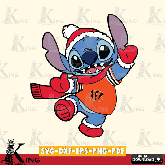 Cincinnati Bengals Stitch Disney Christmas SVG, NFL for Cricut, Silhouette, Digital Download , file cut