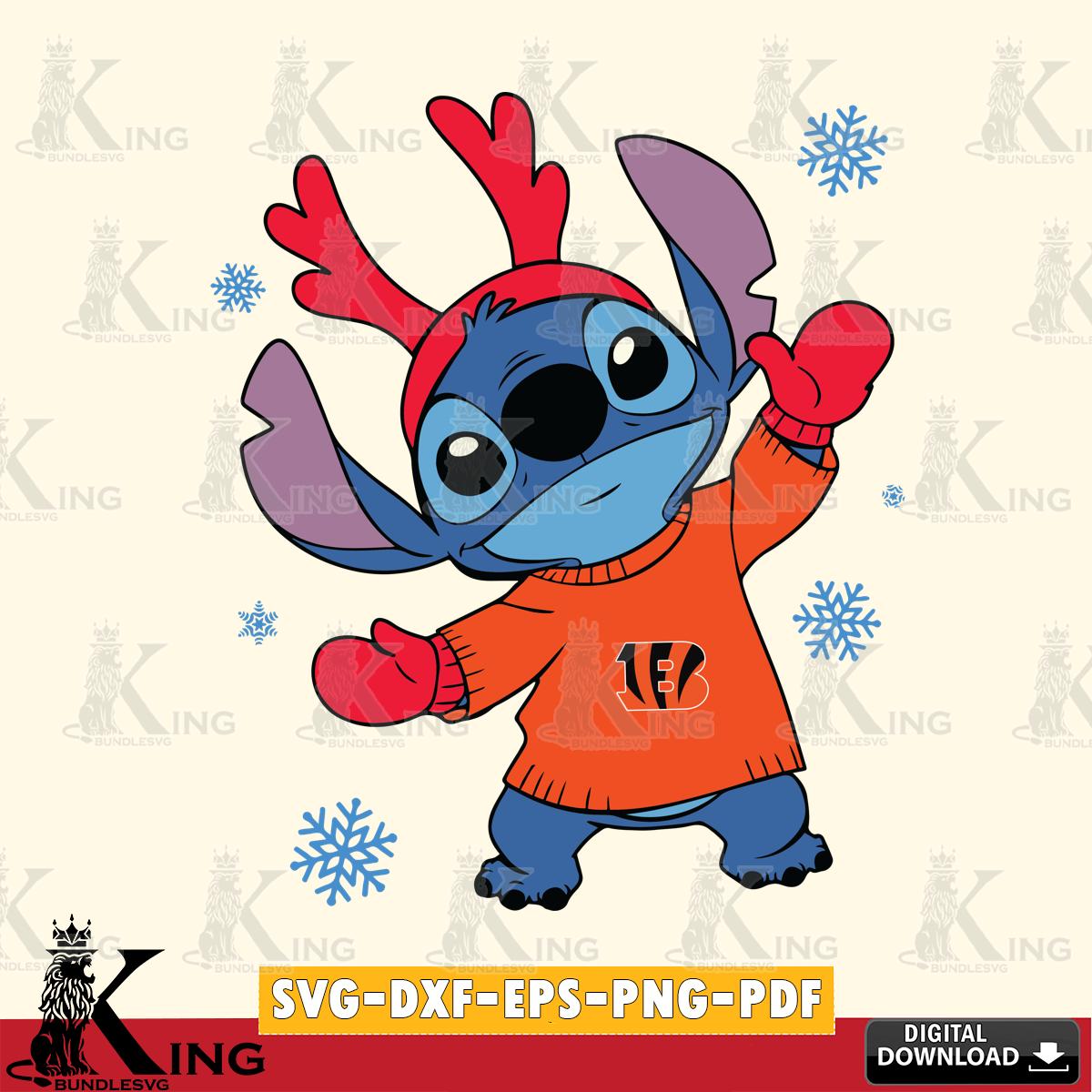 Cincinnati Bengals Stitch Santa Christmas SVG, NFL for Cricut, Silhouette, Digital Download , file cut