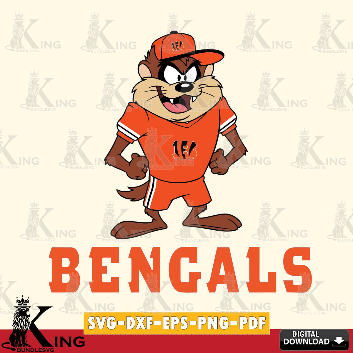 Cincinnati Bengals Taz Standing Pose Cut file  , Digital Download , Instant Download, Looney Tunes svg, Football svg