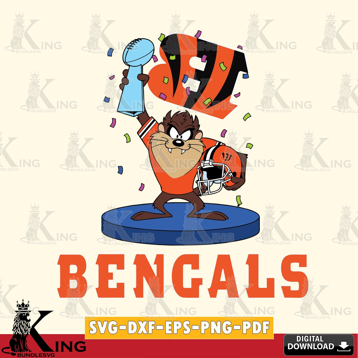 Cincinnati Bengals Taz Trophy Podium Cut file  , Digital Download , Instant Download, Looney Tunes svg, Football svg