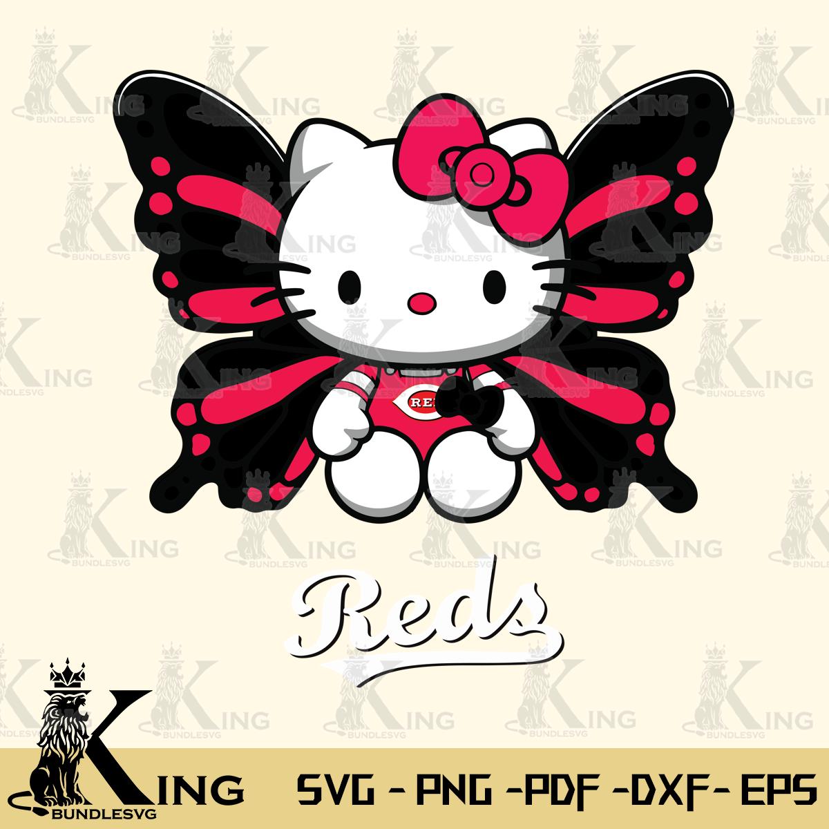 Cincinnati Reds Butterfly Kitty Delight Svg Eps Dxf Png File, Digital Download