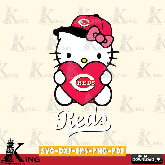 Variety pack of Cincinnati Reds Hello Kitty baseball heart crafting file for iron-on transfer and vinyl decals