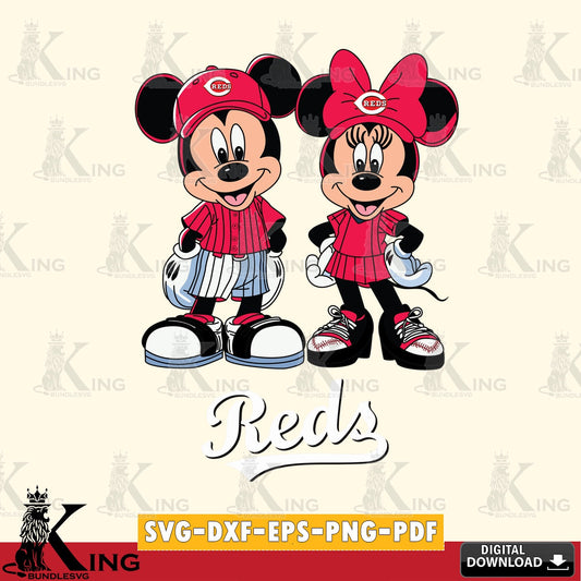 Cincinnati Reds Mickey Minnie Mouse Fan SVG file , For Cricut,  File cut , Digital Download , PDF File, Cut Files