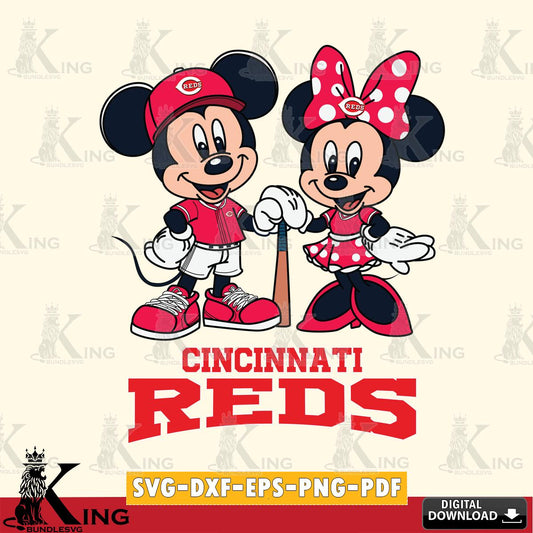 Cincinnati Reds Mickey Minnie Mouse Sport SVG File, MLB for Cricut, Silhouette, Digital Download , file cut