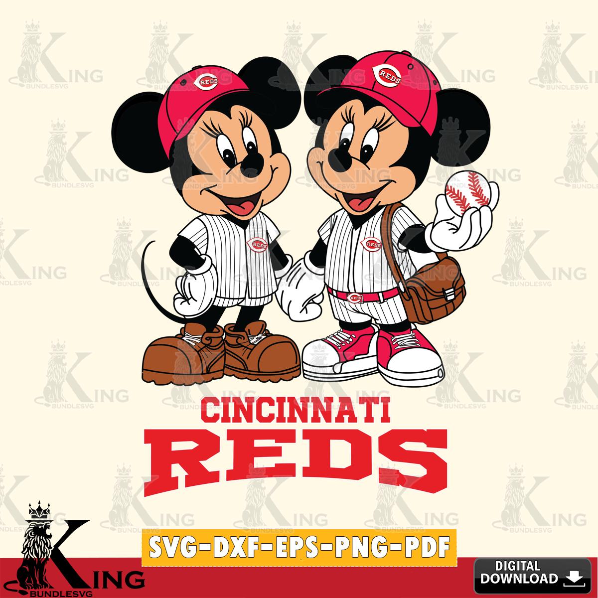 Cincinnati Reds Mickey Minnie Mouse couple SVG File, MLB for Cricut, Silhouette, Digital Download , file cut