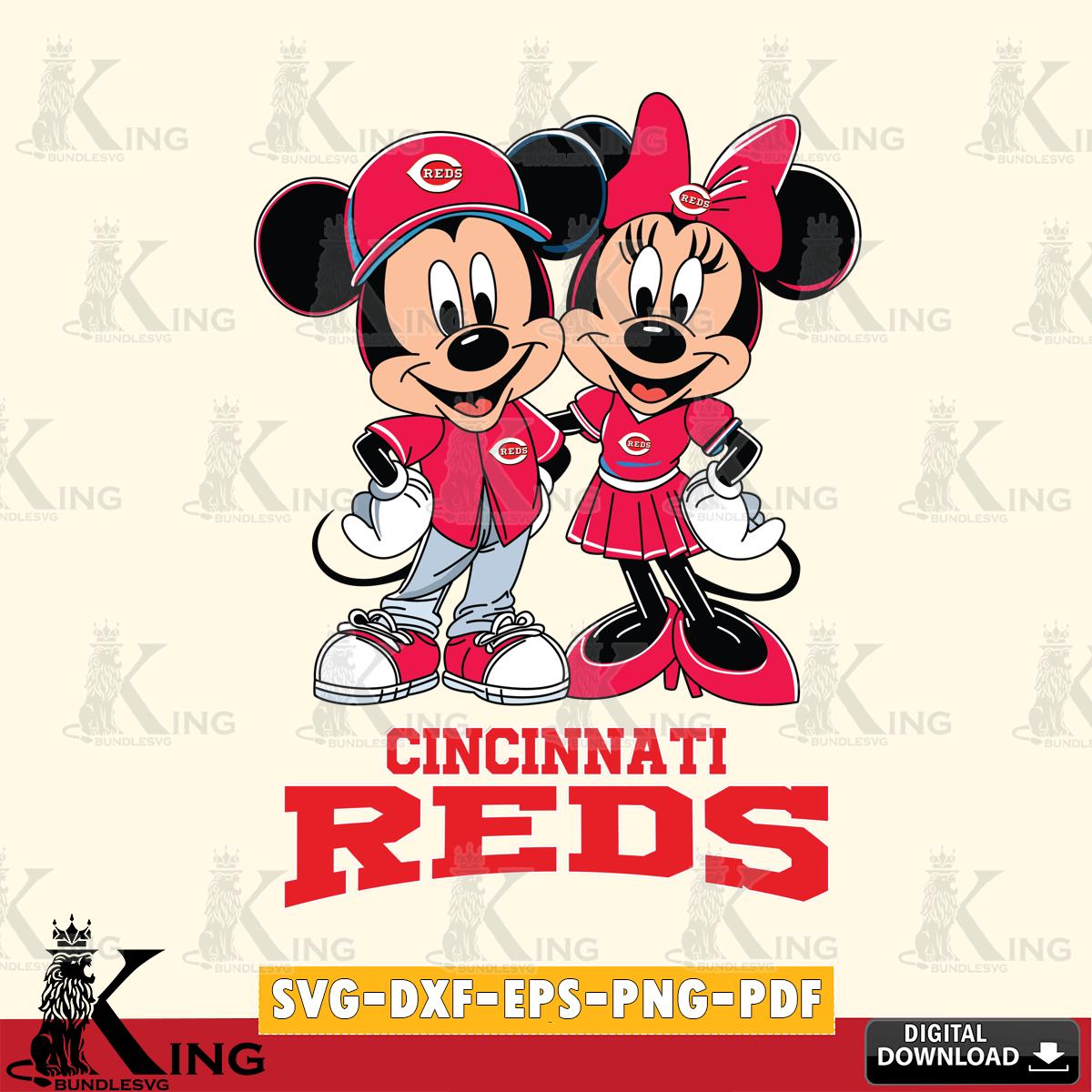 Cincinnati Reds Mickey Minnie Mouse smile SVG File, MLB for Cricut, Silhouette, Digital Download , file cut