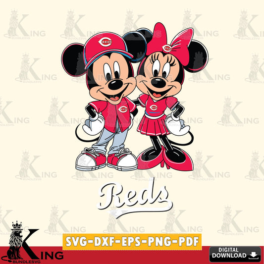 Cincinnati Reds Mickey Minnie Mouse smile SVG file , For Cricut,  File cut , Digital Download , PDF File, Cut Files
