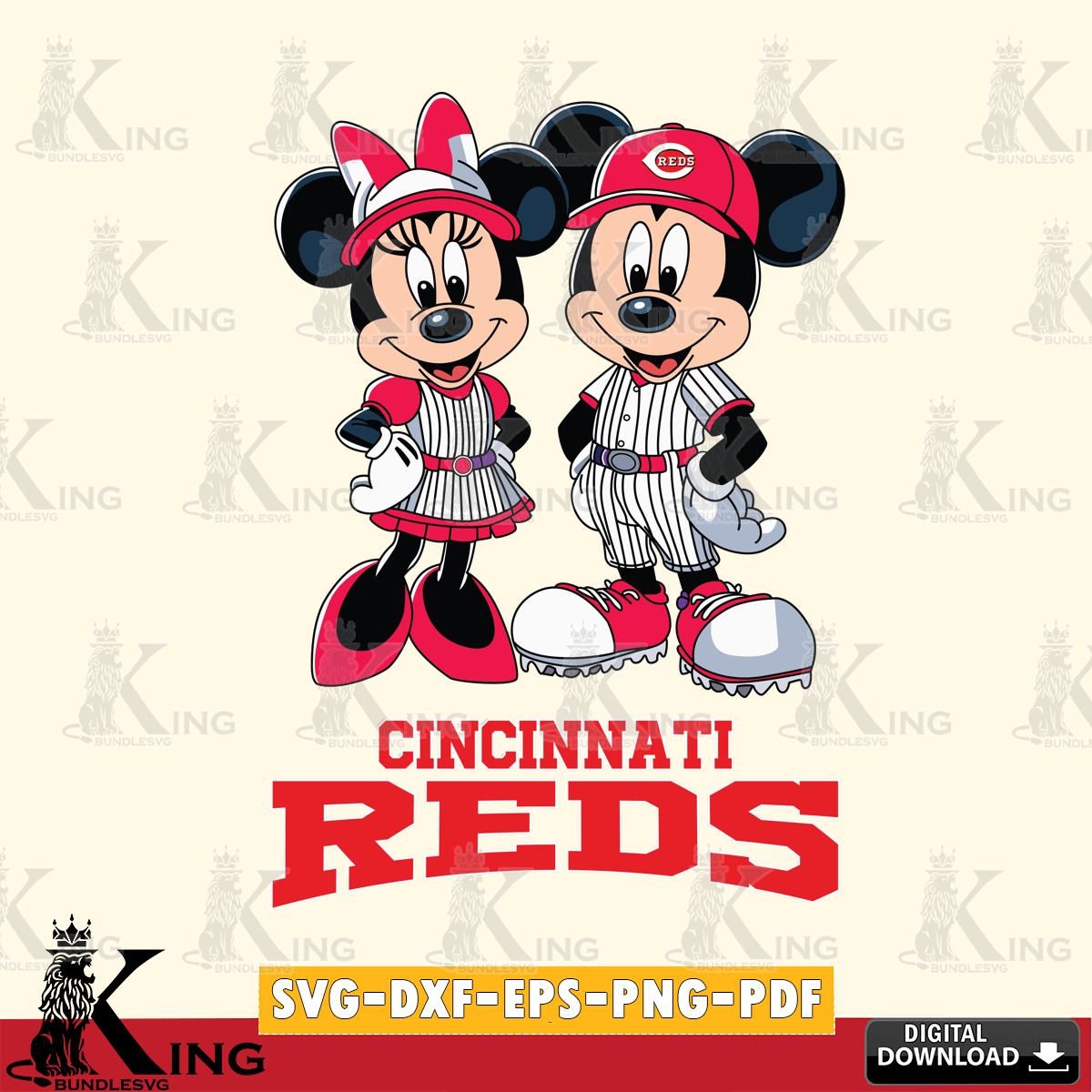 Cincinnati Reds Mickey Minnie Sport SVG File, MLB for Cricut, Silhouette, Digital Download , file cut