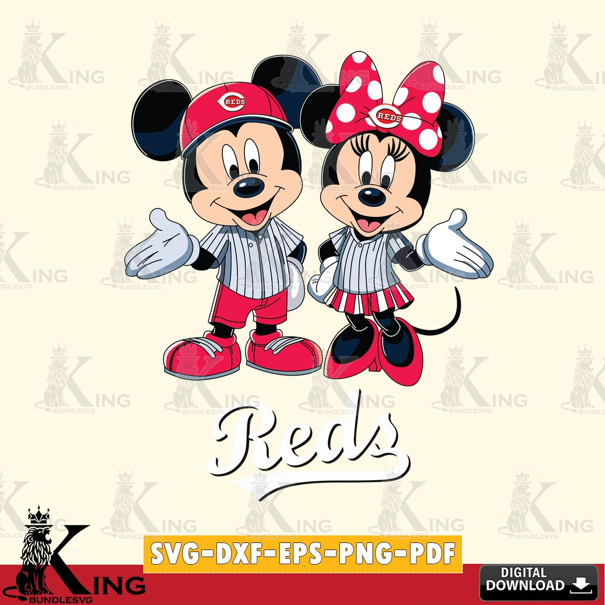 Cincinnati Reds Mickey Minnie couple SVG file , For Cricut,  File cut , Digital Download , PDF File, Cut Files
