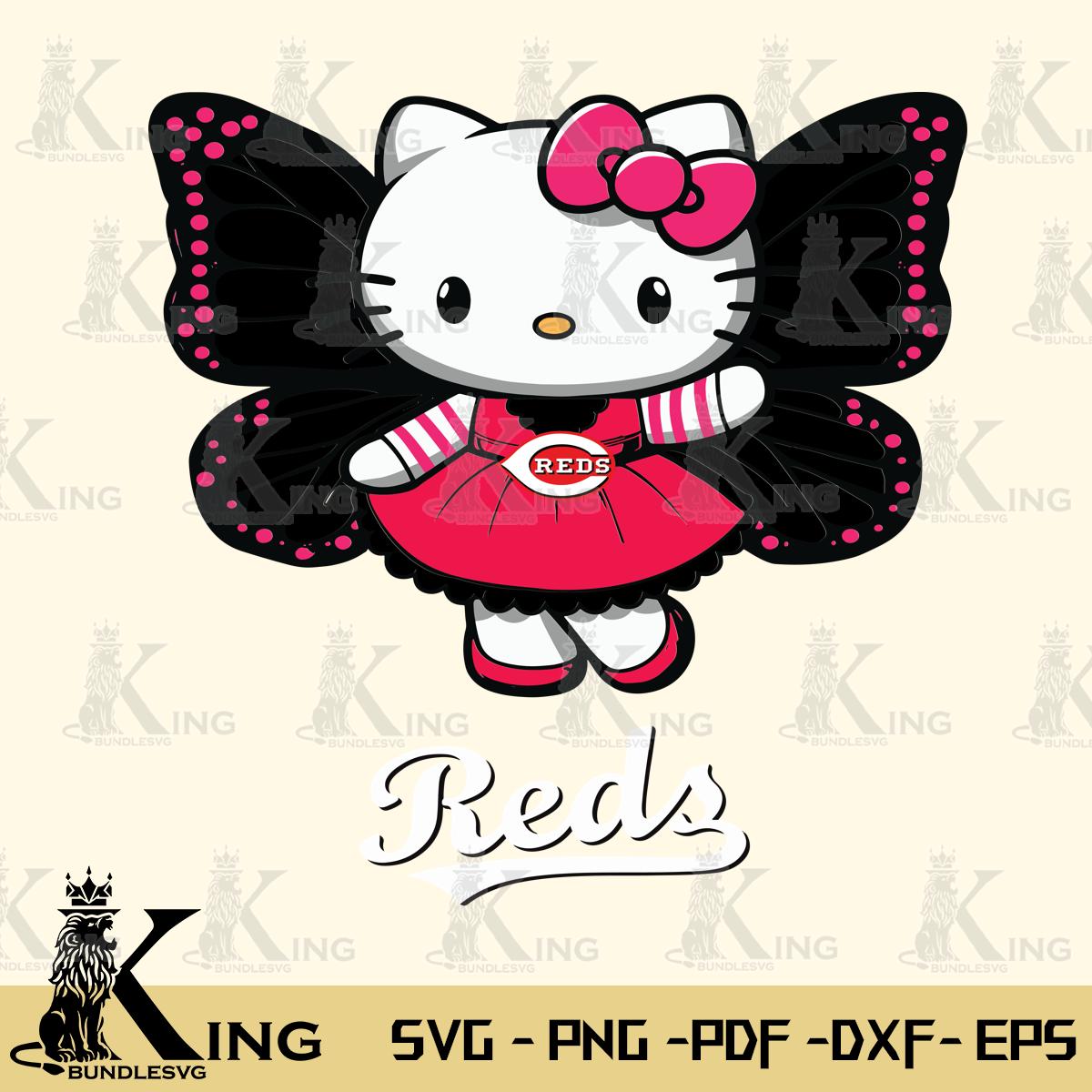 Cincinnati Reds Whimsical Kitty Wings Svg Eps Dxf Png File, Digital Download