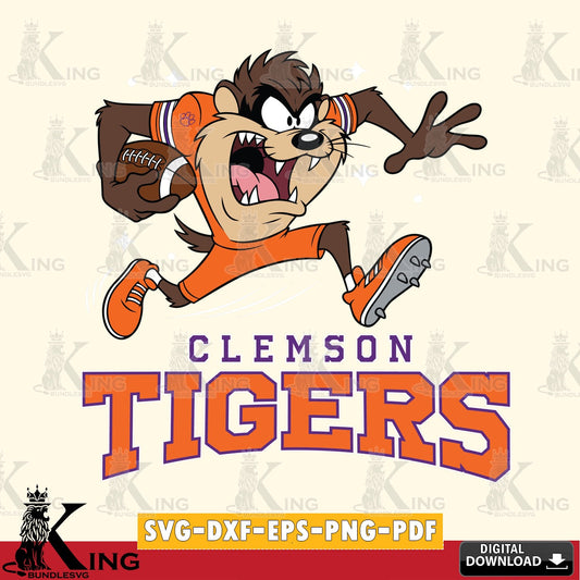 Clemson Tigers Angry Taz Football SVG file, Cut file  , Digital Download , Instant Download, Taz svg, NCAA svg