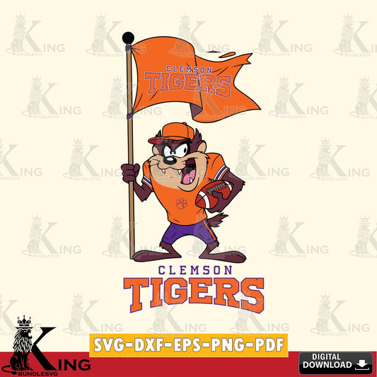 Clemson Tigers Football Taz Flag Art SVG file, Cut file  , Digital Download , Instant Download, Taz svg, NCAA svg