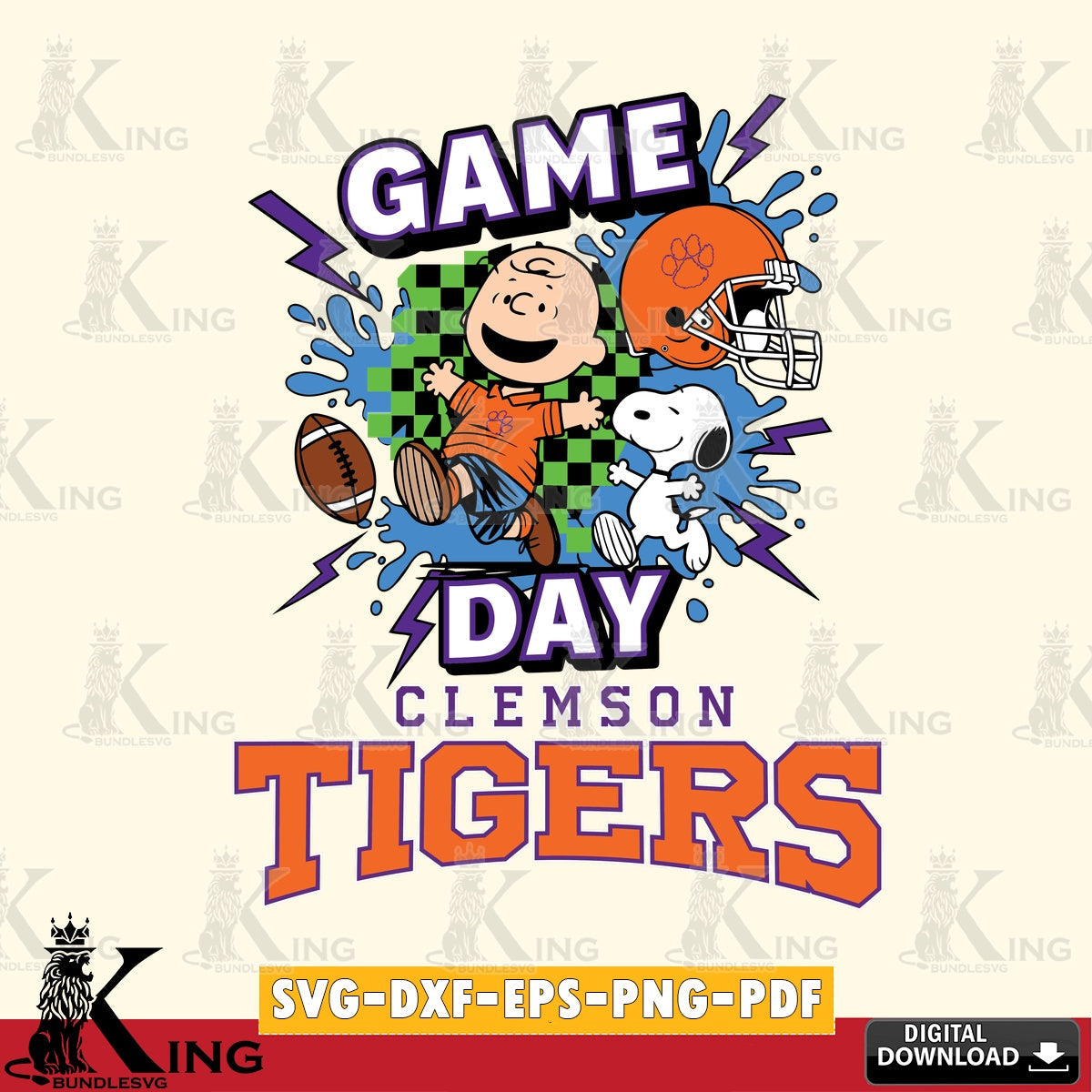 Clemson Tigers Game Day Peanuts SVG, Cricut, Cut file  , Digital Download , Instant Download, Peanuts svg, NCAA svg, Football svg, Sport svg