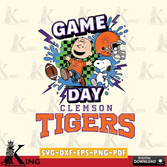 Clemson Tigers Game Day Peanuts SVG, Cricut, Cut file  , Digital Download , Instant Download, Peanuts svg, NCAA svg, Football svg, Sport svg
