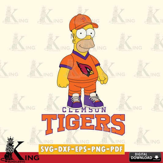 Digital clipart of Clemson Tigers Homer Simpson football, digital clipart compatible with laser engraving and cutting