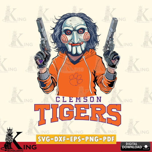 Custom design featuring a Clemson Tigers Jigsaw Billy Football vector art for engraving, cutting, and printing.