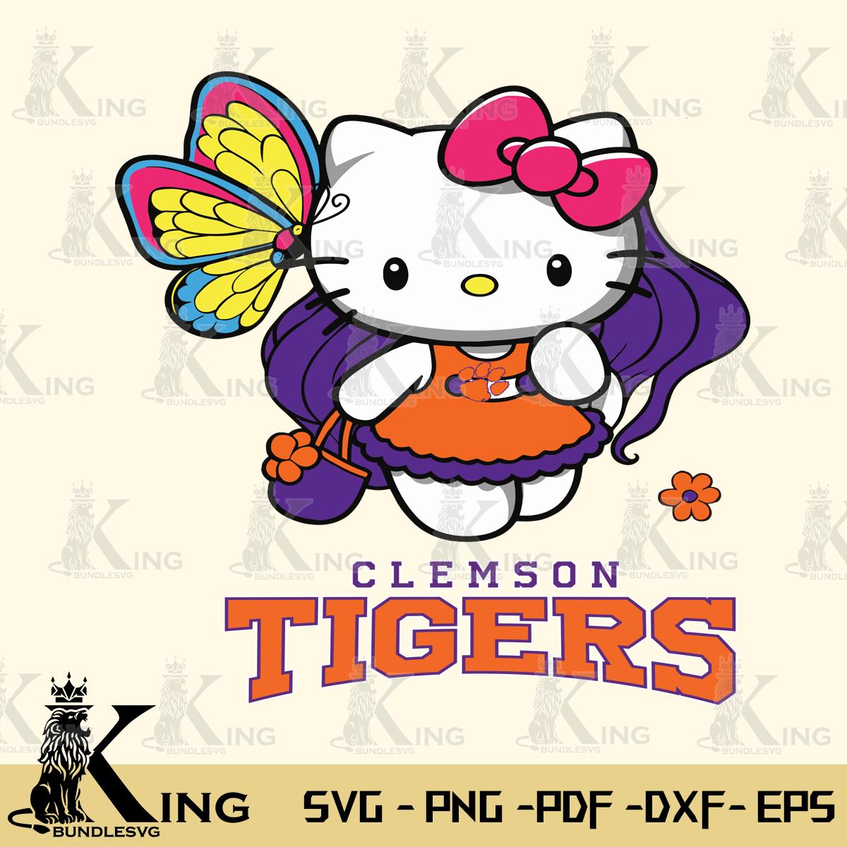 Clemson Tigers Kitty Cartoon Svg Eps Dxf Png File, Digital Download