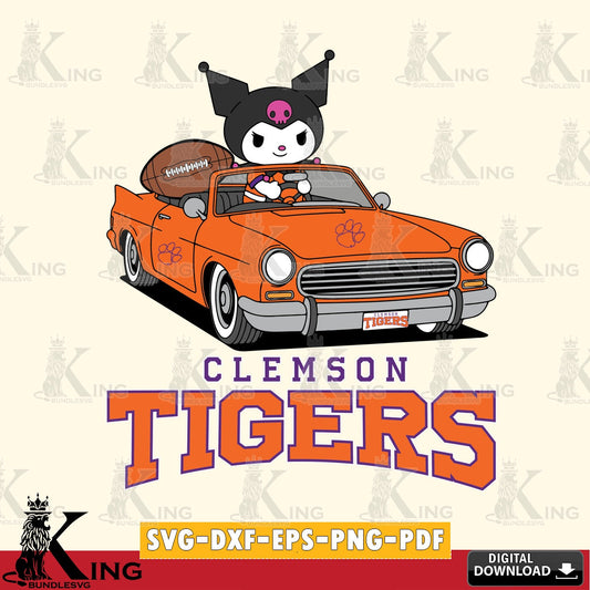 Clemson Tigers Kuromi Car Football Game SVG file, Cricut, Cut file  , Digital Download , Instant Download, Sanrio svg, Clipart