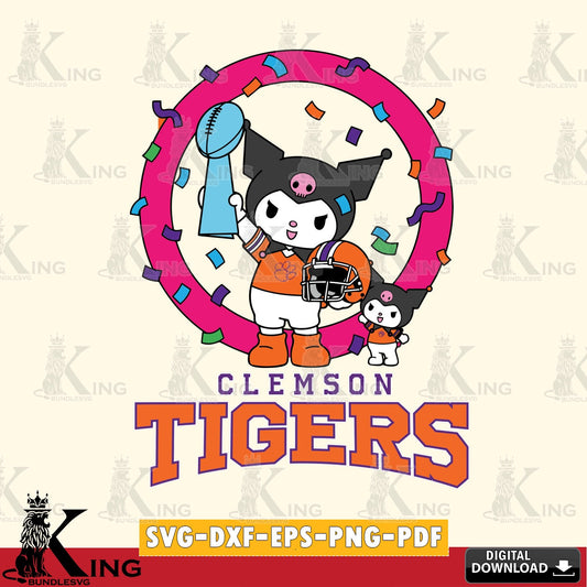 Clemson Tigers Kuromi Football Champion SVG file, Cricut, Cut file  , Digital Download , Instant Download, Sanrio svg, Clipart