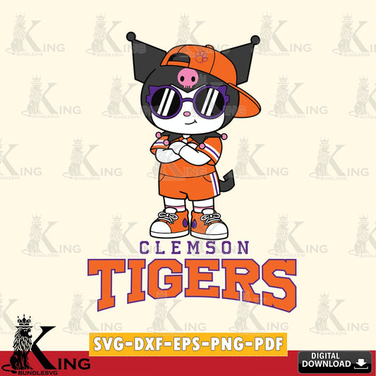 Clemson Tigers Kuromi Football Jersey SVG file, Cricut, Cut file  , Digital Download , Instant Download, Sanrio svg, Clipart