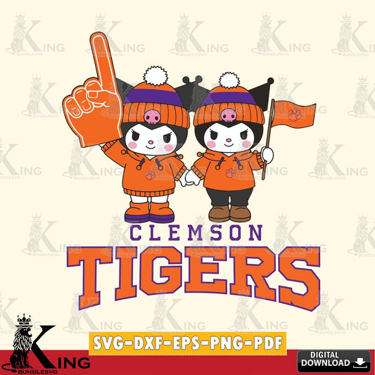 Clemson Tigers Kuromi rugby Fan SVG file, Cricut, Cut file  , Digital Download , Instant Download, Sanrio svg, Clipart