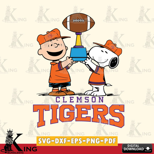 Clemson Tigers Peanuts Football Trophy SVG, Cricut, Cut file  , Digital Download , Instant Download, Peanuts svg, NCAA svg, Football svg, Sport svg