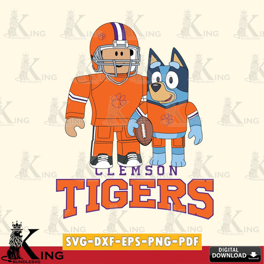 Clemson Tigers Roblox & Bluey Football SVG file , NCAA Cricut,  File cut , Digital Download , PDF File