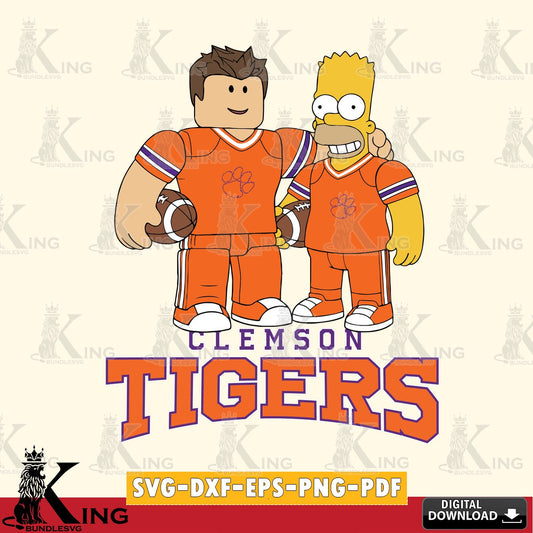 Clemson Tigers Roblox & Homer Simpson Football SVG file , NCAA Cricut,  File cut , Digital Download , PDF File