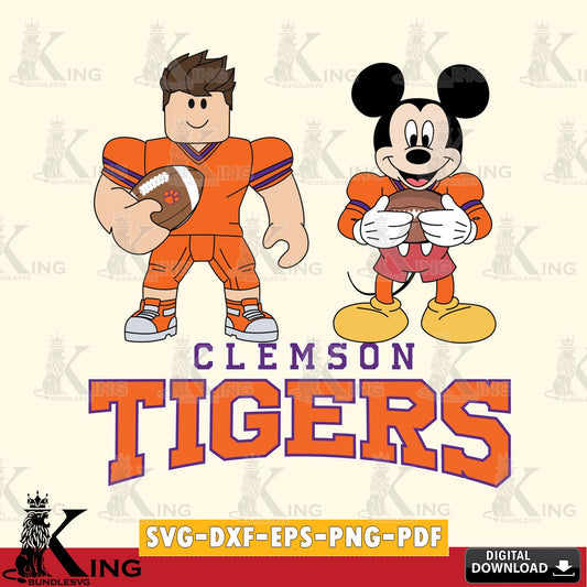 Clemson Tigers Roblox & Mickey Football SVG file , NCAA Cricut,  File cut , Digital Download , PDF File