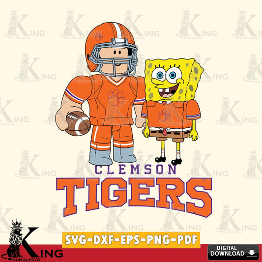 Clemson Tigers Roblox & Spongebob Football SVG file , NCAA Cricut,  File cut , Digital Download , PDF File