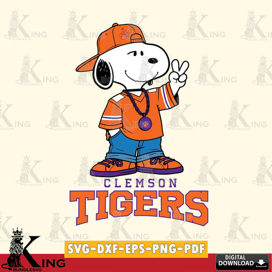 Clemson Tigers Snoopy Say hi SVG, Cricut, Cut file  , Digital Download , Instant Download, Peanuts svg, NCAA svg, Football svg, Sport svg