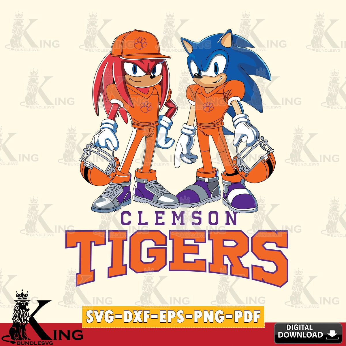 Clemson Tigers Sonic And Knuckles Player Football SVG file, Vector , Digital Download , PDF File , Instant Download
