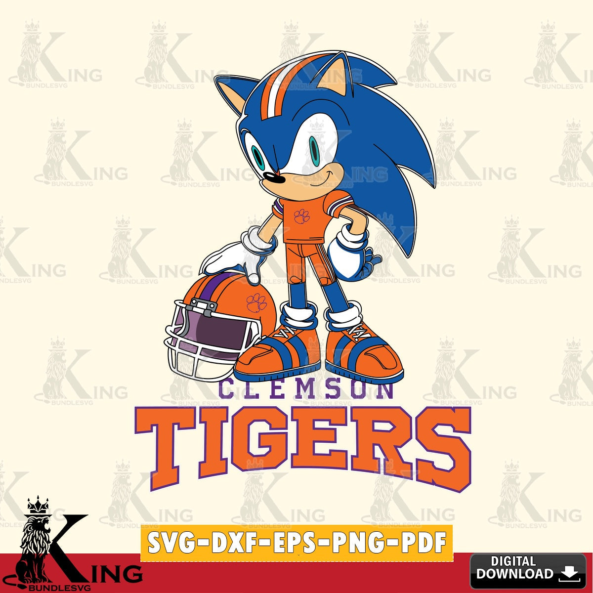 Printable art of Clemson Tigers Sonic Player Football SVG PNG design suitable for Glowforge and laser cutting