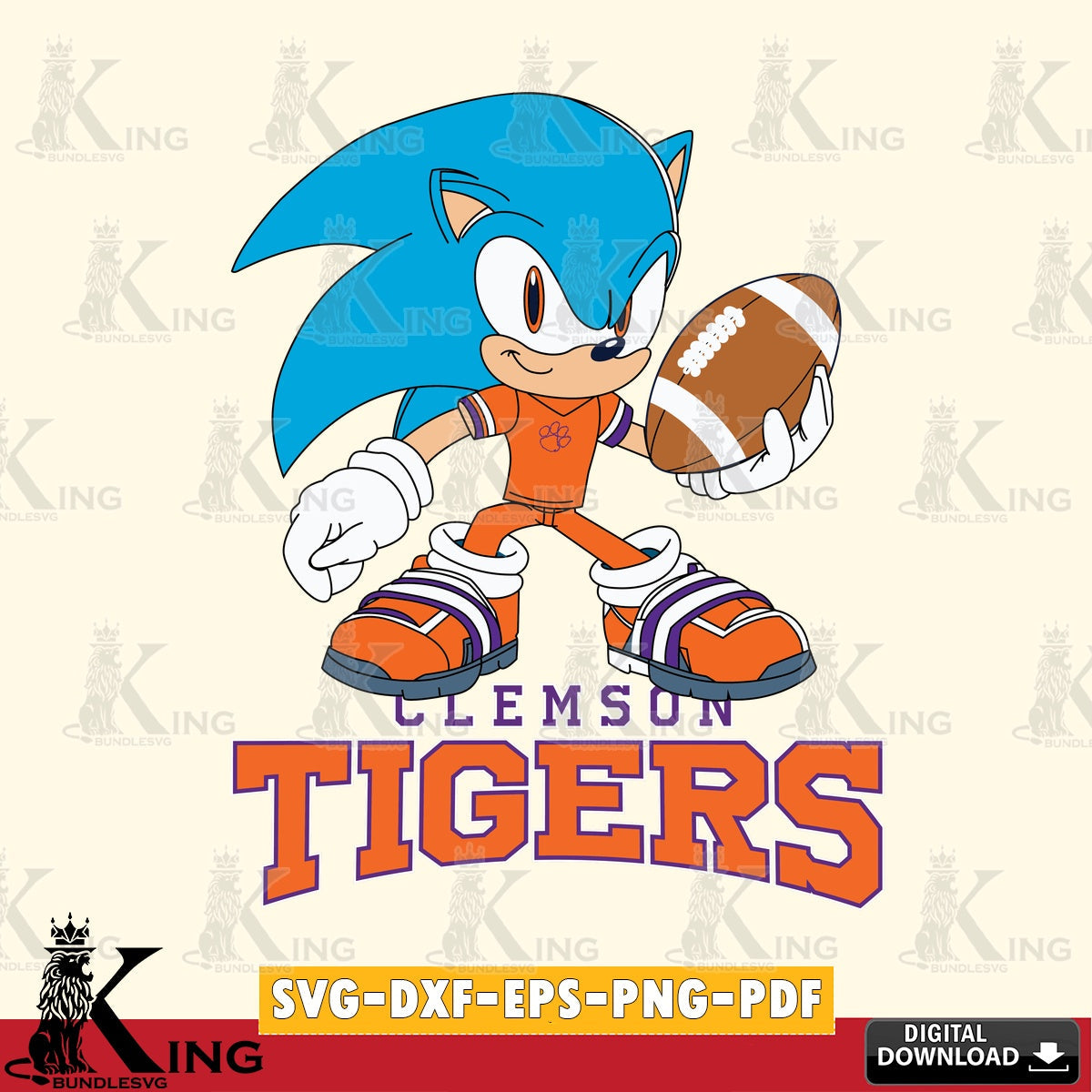 Clemson Tigers Sonic Rugby SVG file, Vector , Digital Download , PDF File , Instant Download