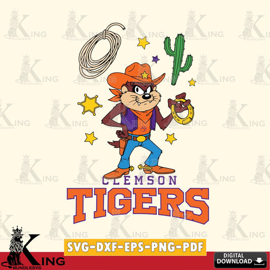 Clemson Tigers Taz Cowboy Western SVG file, Cut file  , Digital Download , Instant Download, Taz svg, NCAA svg
