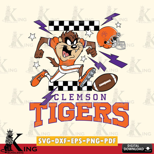Clemson Tigers Taz Football Lightning SVG file, Cut file  , Digital Download , Instant Download, Taz svg, NCAA svg