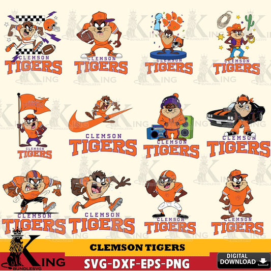Clemson Tigers Taz Football NCAA Bundle SVG file, Cut file  , Digital Download , Instant Download, Taz svg, NCAA svg