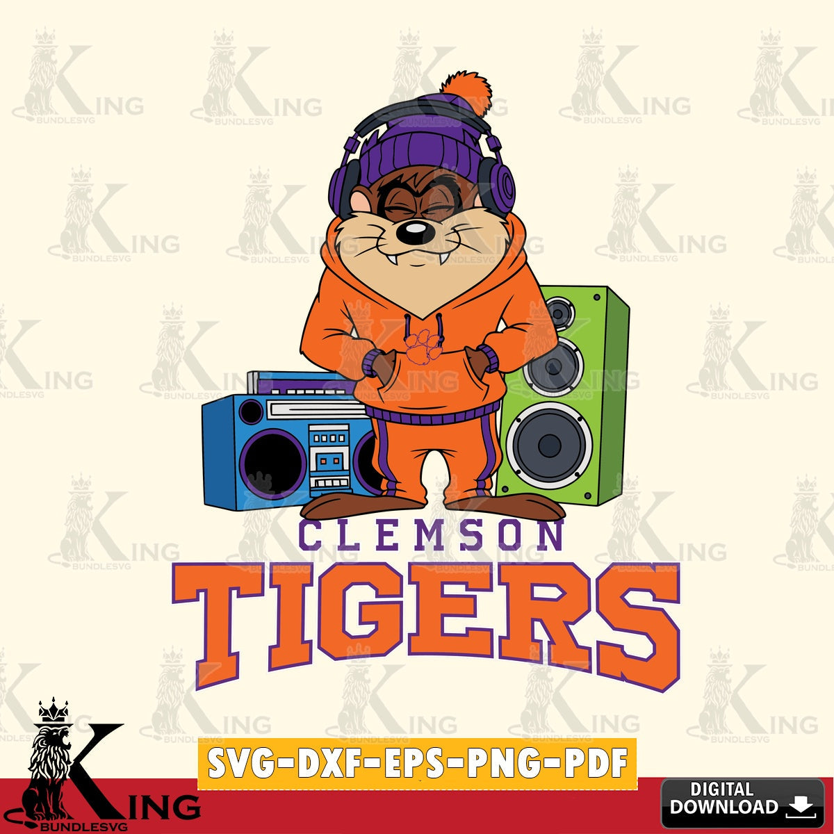 Clemson Tigers Taz Hip Hop SVG file, Cut file  , Digital Download , Instant Download, Taz svg, NCAA svg