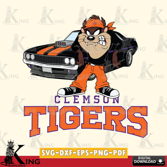 Clemson Tigers Taz Racing Car SVG file, Cut file  , Digital Download , Instant Download, Taz svg, NCAA svg