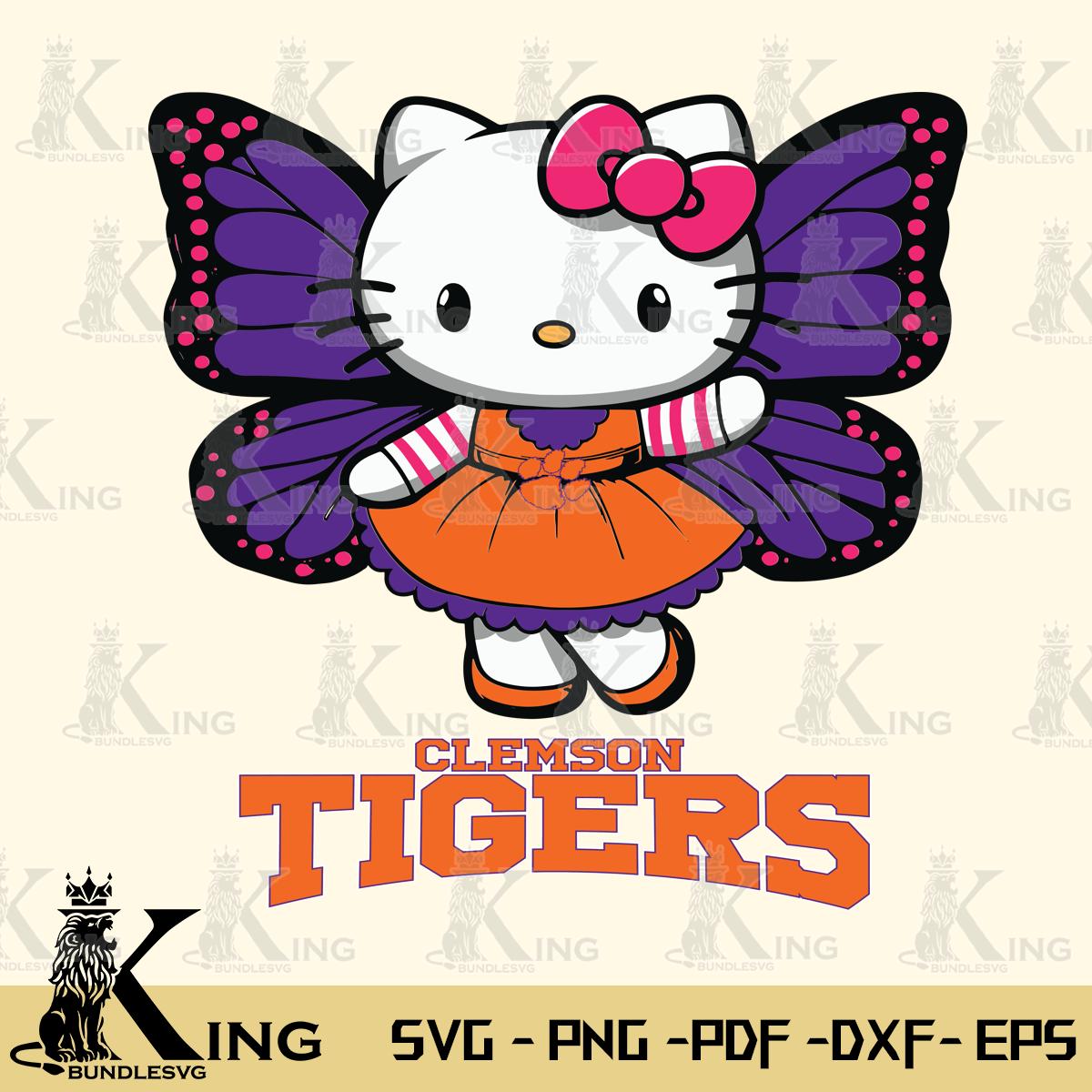 Clemson Tigers Whimsical Kitty Wings Svg Eps Dxf Png File, Digital Download